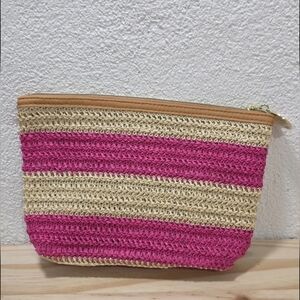 Estee Lauder Women's Striped Make Up Pouch Zip Closure